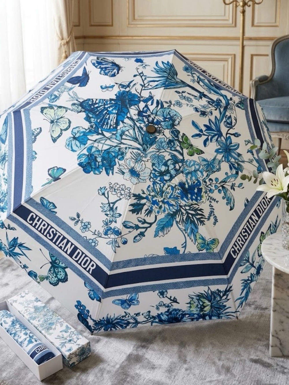 Dior Toile De Jouy Folding Mexico Vintage Rare Umbrella New Without Tag
